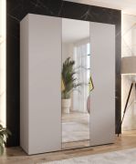 Armoire à portes battantes / Penderie / 1 porte miroir / Couleur : cachemire / 2 compartiments / Poignées : Or / 2 tringles à vêtements / Soft-Close / Dimensions : 150 x 52 x 202 cm