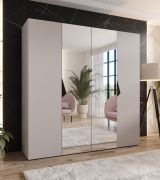 Armoire à portes battantes / Couleur : Cachemire / 2 portes miroir / Poignées : Noir / 2 compartiments / 2 tringles à vêtements / Dimensions : 200 x 52 x 202 cm / Fonction Soft-Close