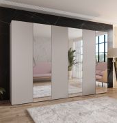 Armoire / 3 portes miroir / 3 compartiments / Couleur : Cachemire / 3 tringles à vêtements / Poignées : Cachemire / Dimensions : 300 x 52 x 202 cm / Fonction Soft-Close