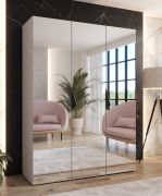 Armoire de chambre à coucher avec miroir / Couleur : Cachemire / Fonction Soft-Close / Poignées : Noir / Dimensions : 150 x 52 x 202 cm / 2 compartiments / Penderie / ABS / 2 tringles à vêtements