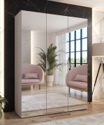 Armoire de chambre à coucher avec miroir / Couleur : Cachemire / Fonction Soft-Close / Poignées : Cachemire / Dimensions : 150 x 52 x 202 cm / 2 compartiments / Penderie / ABS / 2 tringles à vêtements
