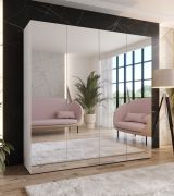 Armoire / Couleur : Blanc / 2 mètres de large / 2 compartiments / Poignées : Cachemire / 2 tringles à vêtements / Armoire de chambre avec miroir / Dimensions : 200 x 52 x 202 cm / Fonction Soft-Close