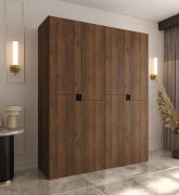 Armoire / Couleur : Noyer Warmia / 8 portes battantes / 6 compartiments / Système de fermeture Soft-Close / 2 tringles à vêtements / Finition haut de gamme / 160 x 52 x 203 cm / Pour chambre à coucher