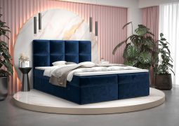 Lit double au design élégant Pirin 60, Couleur : Bleu - Surface de couchage : 180 x 200 cm (l x L), avec espace de rangement