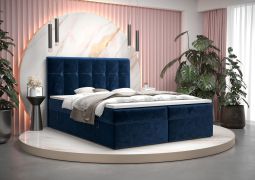 Lit simple élégant avec rangements Pirin 79 bleu | Couchage 140 x 200 cm | Matelas Bonell H3 | Velours