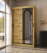 Armoire / Couleur : Chêne artisan / 5 compartiments / 2 tringles / Finition haut de gamme / 120 x 62 x 200 cm / Armoire à portes coulissantes / Porte miroir / Design moderne
