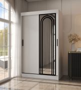 Armoire / Blanc mat / 5 compartiments / 2 tringles à vêtements / Finition haut de gamme / 120 x 62 x 200 cm / Armoire à portes coulissantes / Porte miroir / Design moderne