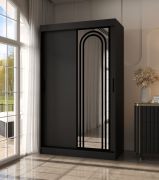 Armoire / Noir mat / 5 compartiments / 2 tringles / Finitions haut de gamme / 120 x 62 x 200 cm / Armoire à portes coulissantes / Porte miroir / Design moderne
