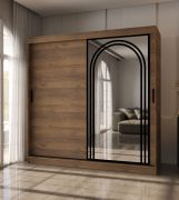 Armoire / Couleur : Noyer Warmia / 10 compartiments / 2 tringles à vêtements / Finition haut de gamme / 200 x 62 x 200 cm / Armoire à portes coulissantes / Porte miroir décorative