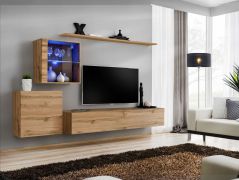 Meuble mural design moderne Balestrand 228 | Chêne Wotan | 150 x 250 x 40 cm | Push-to-open