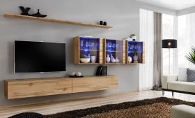 Meuble mural moderne Balestrand 260 | Chêne Wotan | 150 x 340 x 40 cm | Push-to-open
