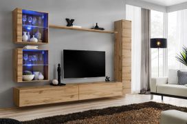 Meuble mural salon moderne Balestrand 276 | Chêne Wotan | 180 x 280 x 40 cm | Push-to-open