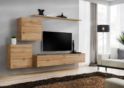 Meuble TV mural Balestrand 68 | Chêne Wotan | 150 x 250 x 40 cm | 3 portes