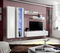 Ensemble mural Hompland 14 blanc | 170 x 260 x 40 cm | Grand espace de rangement | Design moderne