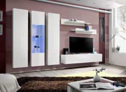 Meuble mural Hompland 38 blanc | Push-to-open | LED bleue | 170 x 260 x 40 cm