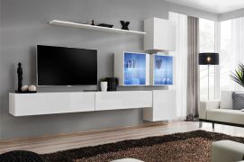 Meuble mural Balestrand 289 blanc | 200 x 310 x 40 cm | LED intégrée | Design moderne