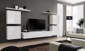 Ensemble mural moderne Balestrand 49 blanc | 150 x 320 x 40 cm | Grand espace de rangement