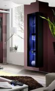 Vitrine murale moderne Raudberg 16, Couleur : Noir - dimensions : 170 x 40 x 29 cm (h x l x p), avec fonction push-to-open