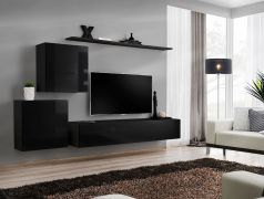Meuble mural moderne Balestrand 66 | Noir mat & brillant | Push-to-open | 150 x 250 x 40 cm