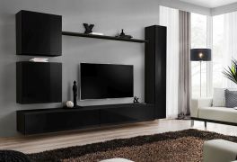 Meuble mural Balestrand 114 noir | 180 x 280 x 40 cm | Design épuré | Push-to-open