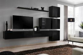 Meuble mural Balestrand 130 noir | 12 compartiments | 200 x 310 x 40 cm | Design moderne