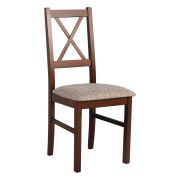 Chaise de salle à manger rembourrée Derbent avec coussin d'assise en mousse T-25, revêtement en beige, hêtre massif couleur noyer, hauteur d'assise de 47 cm