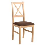 Chaise de salle à manger Derbent | Design classique | Bois de hêtre aspect chêne | Rembourrage confortable | Revêtement brun | Hauteur d’assise 47 cm