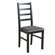 Chaise rembourrée Koknese en hêtre noir, hauteur d'assise 47 cm, longue durée de vie, tissu : gris foncé, rembourrage en mousse T-25, bois massif