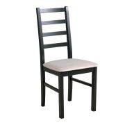 Chaise en bois noir Koknese | Confort rembourré | Hêtre massif robuste | Style classique | Tissu gris clair/beige