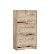 Armoire à chaussures avec trois portes basculantes Gradide 02, Couleur : Chêne gris, protection des chants ABS, poignées : gris, six compartiments, dimensions : 119 x 67 x 28 cm, design moderne