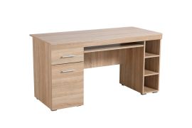 Bureau avec compartiment clavier Delare 01, Couleur : Chêne de Sonoma, espace de rangement pour l'ordinateur, un tiroir, chants ABS, dimensions : 75,5 x 145 x 65,5 cm