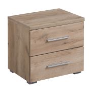Table de chevet 2 tiroirs Ormari 01 | Chêne gris | ABS-Kantenschutz | 43 x 44,5 x 33,5 cm | Design moderne