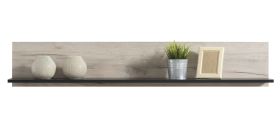 Étagère murale Vracar 05 | Chêne gris & noir | 24 x 138 x 19,5 cm | Design moderne pour salon