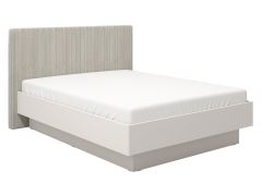 Lit double Krupa 04 | Tête de lit rembourrée beige | Finition cachemire | Protection ABS | Design moderne | 160 x 200 cm
