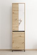 Armoire / 1 tringle à vêtements extensible / Couleur : Chêne Artisan / 2 compartiments / Miroir / Dimensions : 54,5 x 40 x 205,5 cm / Chants ABS / Pour l'entrée
