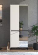 Armoire vestiaire / 2 portes miroir / Couleur : Cachemire / 9 compartiments / Dimensions : 80 x 40 x 205,5 cm / 4 portes battantes / Chants ABS / Pour le vestibule