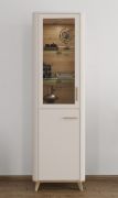 Vitrine / Couleur : Cachemire / Haut / Verre teinté / 1 porte vitrée / Poignées & Pieds : Chêne artisan / 1 porte battante / Dimensions : 58 x 40 x 193 cm / 5 compartiments