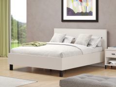 Lit double / Design neutre / Couleur : Cachemire / Surface de couchage : 160 x 200 cm / Pieds : Noir / Protection des bords ABS