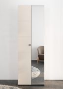 Armoire / 1 porte miroir / Couleur : Cachemire / 1 tringle à vêtements extensible / 4 compartiments / Dimensions : 64 x 35 x 194 cm / Poignées & pieds : Noir / pour l'entrée