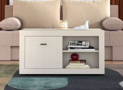 Table basse / Couleur : Cachemire / Poignées métalliques / Table basse / 2 portes battantes / Bords ABS / 4 compartiments / Dimensions : 101 x 58 x 53,5 cm / Classique et fonctionnel