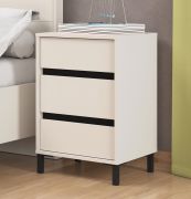 Table de chevet / 3 tiroirs / Couleur : Cachemire / Design moderne / Bords ABS / Dimensions : 48 x 40 x 71 cm / Pieds : Noir / Table de nuit