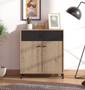 Commode / 2 portes battantes / Couleur : Chêne Artisan / Noir / 1 tiroir / Design attrayant / Dimensions : 80 x 40 x 90 cm / Chants ABS