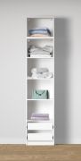 Armoire ouverte / 2 tiroirs / Couleur : Blanc / 5 compartiments / 51,5 x 55 x 234 cm / Espace de rangement généreux / Pour dressing / Chambre à coucher