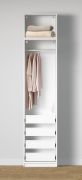 Armoire ouverte / Étroite / Couleur : Blanc / 4 tiroirs / 1 tringle à vêtements / 51,5 x 55 x 234 cm / 1 compartiment / Design moderne et simple
