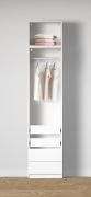 Armoire ouverte / 2 tiroirs intérieurs / Couleur : Blanc / 1 tringle à vêtements / 1 compartiment / 51,5 x 55 x 234 cm / 2 tiroirs / Armoire étroite