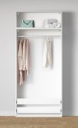 Armoire ouverte / Design simple / 2 tiroirs intérieurs / Couleur : Blanc / 1 compartiment / 1 tringle à vêtements / Dimensions : 103 x 55 x 234 cm / Large