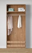 Armoire ouverte / Design simple / 2 tiroirs intérieurs / Couleur : Chêne Puccini / 1 compartiment / 1 tringle à vêtements / Dimensions : 103 x 55 x 234 cm / Large