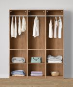 Armoire ouverte / 3 tringles à vêtements / Couleur : Chêne Puccini / 4 compartiments / Dimensions : 154 x 55 x 196 cm / Design simple / 6 étagères en bois / Pour le dressing