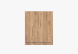 Armoire à portes battantes / Armoire murale / 71,5 x 60 x 29 cm / Marron / Blanc / Parnassus 08 / 2 portes / Poignées métalliques argentées / Face imitation bois