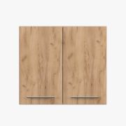 Meuble bas / Armoire à portes battantes / Parnassus 12 / Marron / Blanc / 2 portes / Poignées : métal / 71,5 x 80 x 29 cm / Poignées en métal / Armoire suspendue pour cuisine